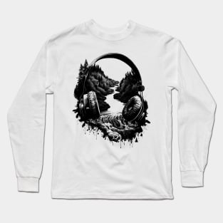 Earthy Vibes - Abstract Nature with Headphones Long Sleeve T-Shirt